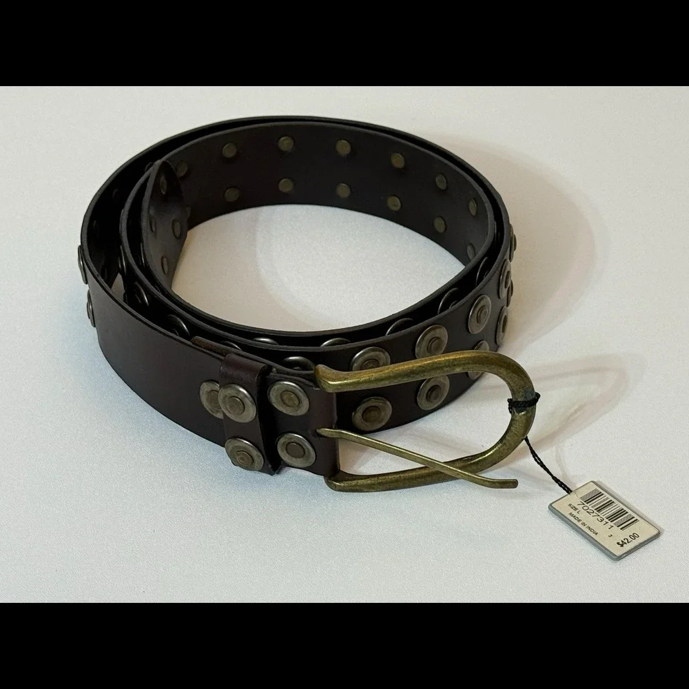 Pazo Dark Brown Antique-Style Metal Studded Genuine Leather Men's 36